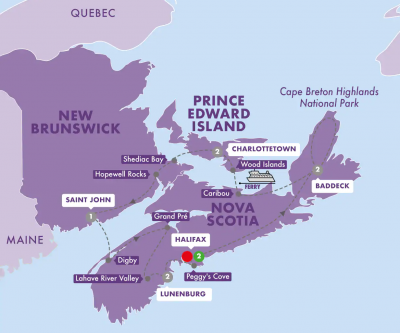 Map showing the Tour regions